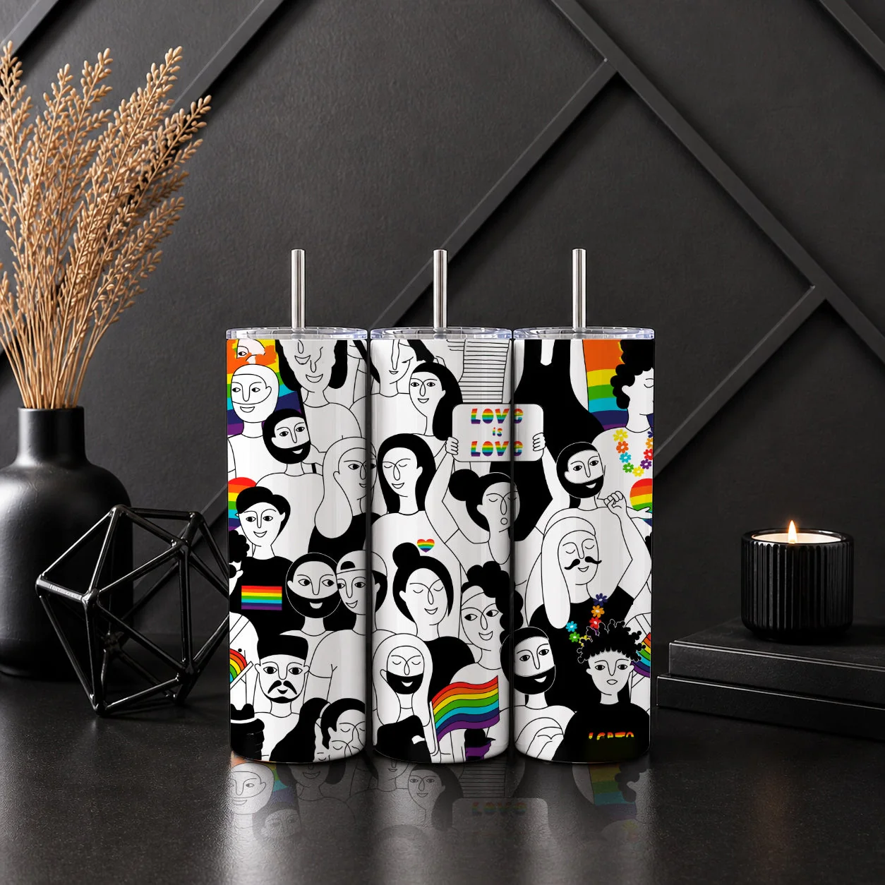 World-Class Love Is Love Pride Tumbler – LGBTQ Rainbow Inclusive Drinkware Elegant