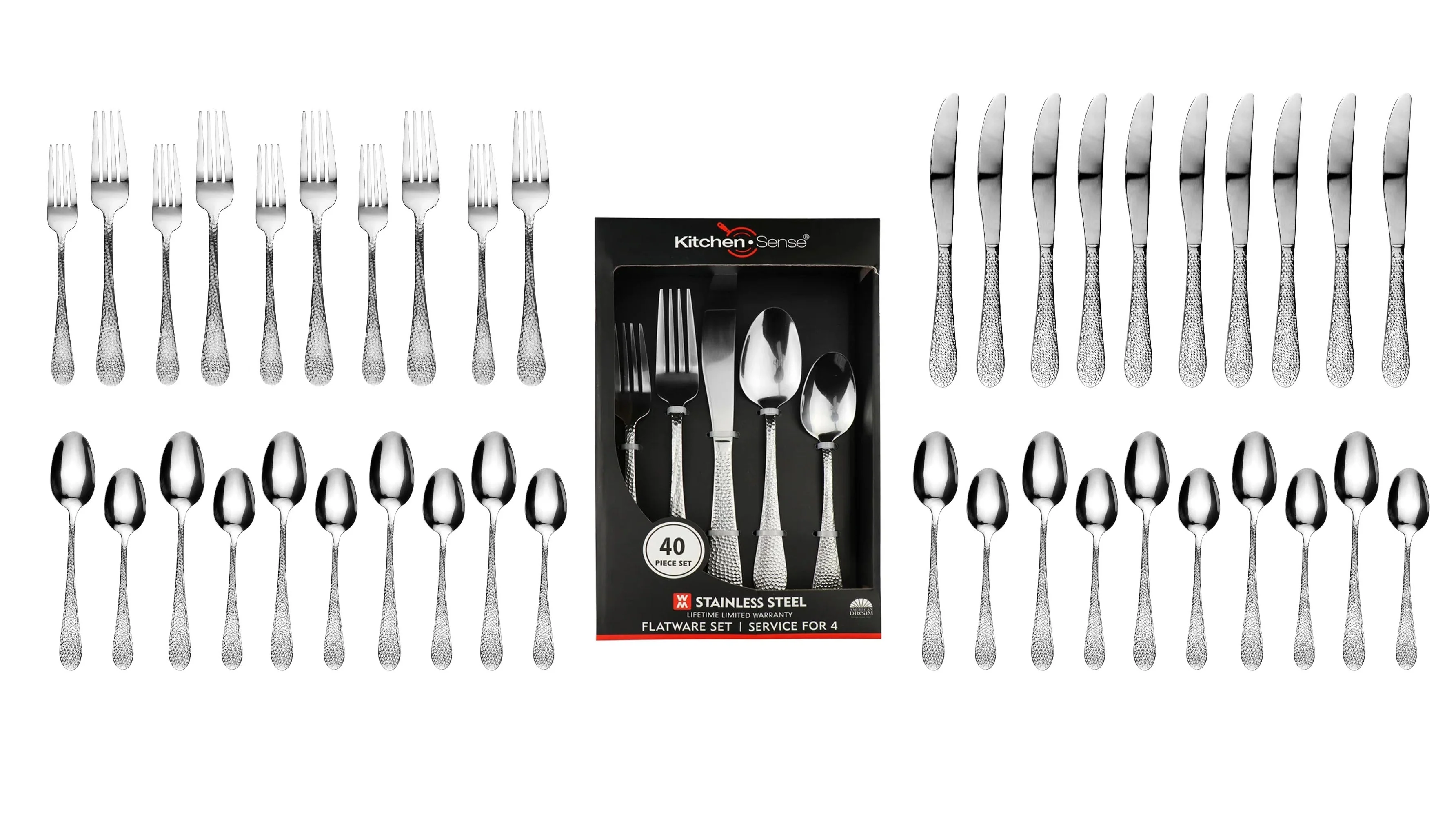 Solid 40 Piece Stainless Steel Silverware Set for 8 Dependable