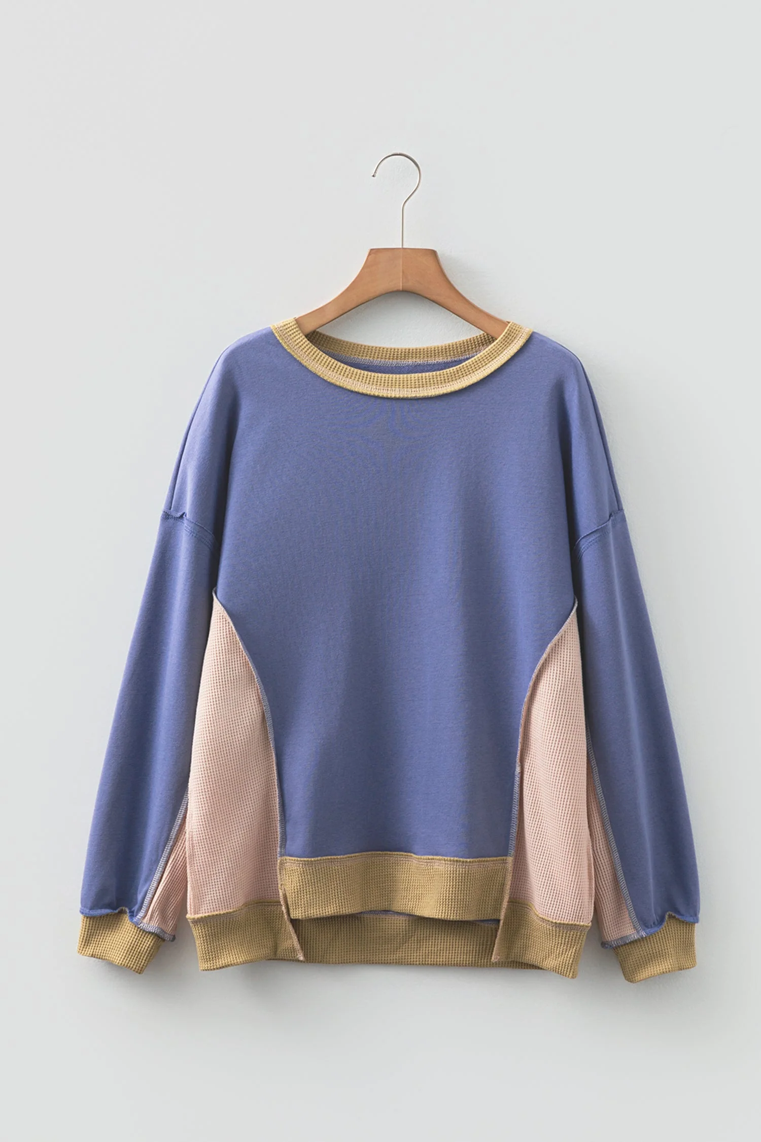 Selected Threaded Pear Alaina Waffle Patchwork Oversize Sweatshirt Healthy