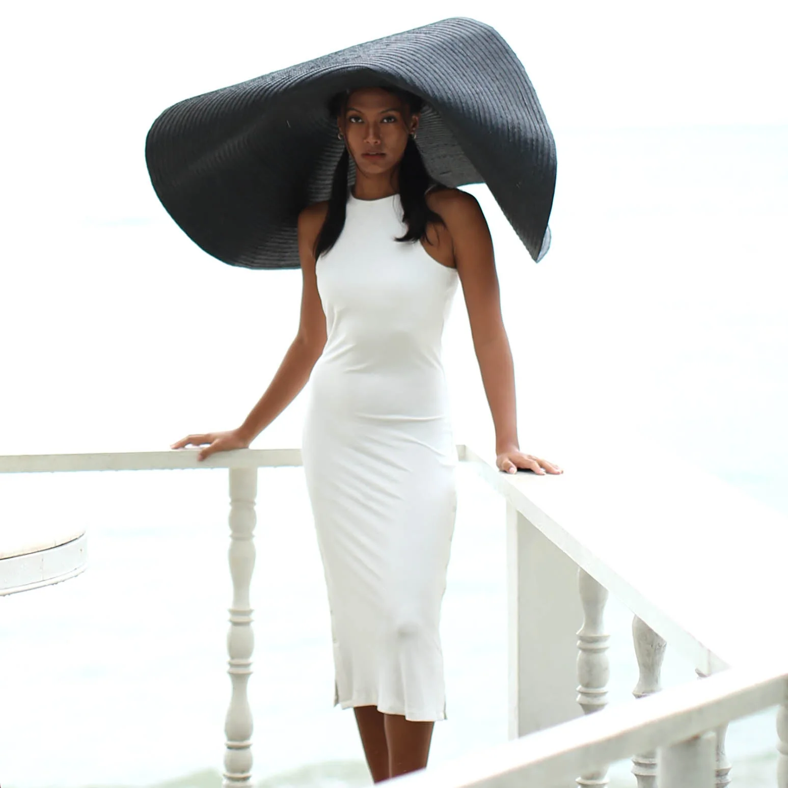 Enhanced The Ola Rib Second-Skin Bodycon Midi Dress In White Trusted