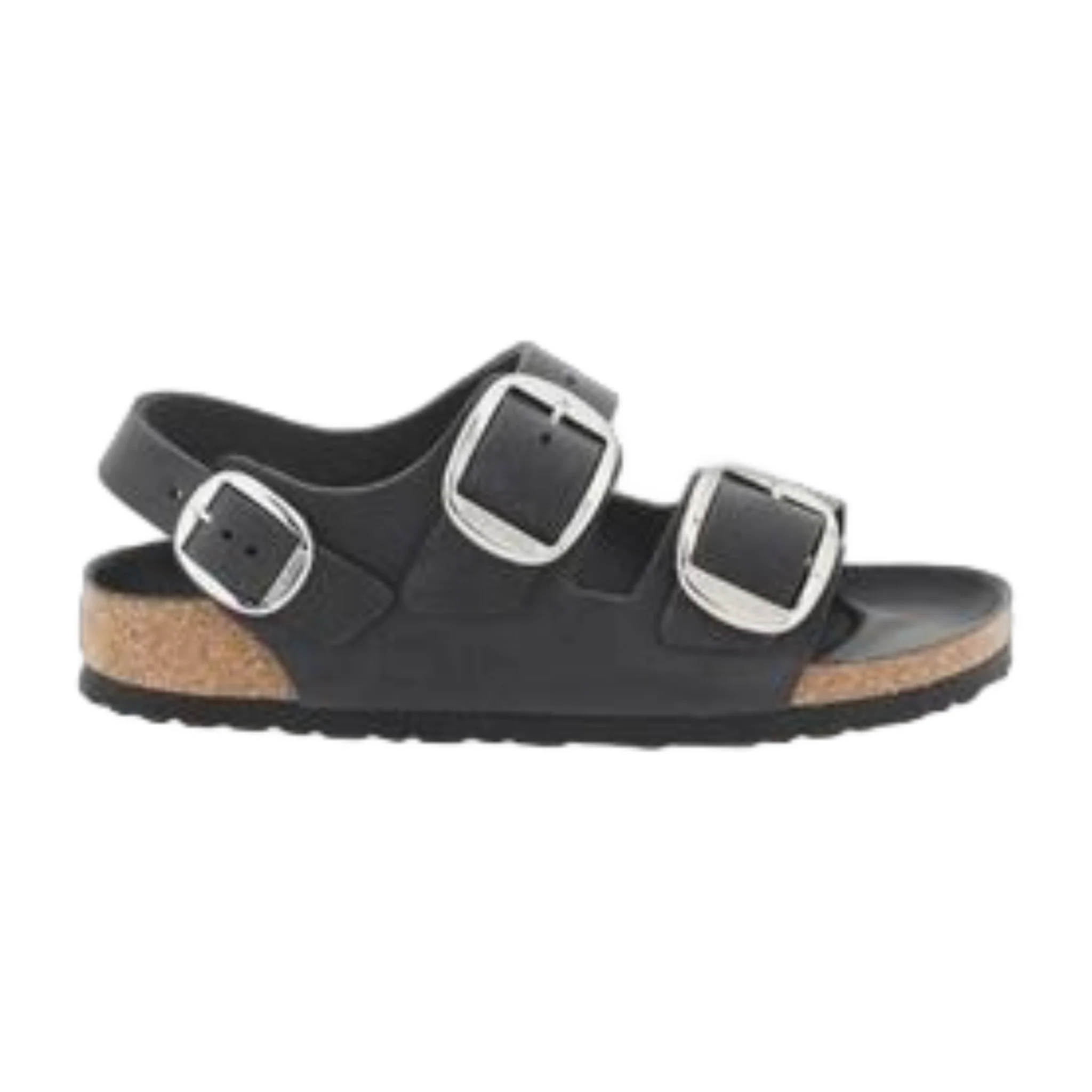 Sustainable Birkenstock Unisex Milano Big Buckle Natural Leather Black Effective
