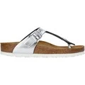 Traditional Birkenstock Unisex Gizeh BS Natural Leather SF Silver Clean