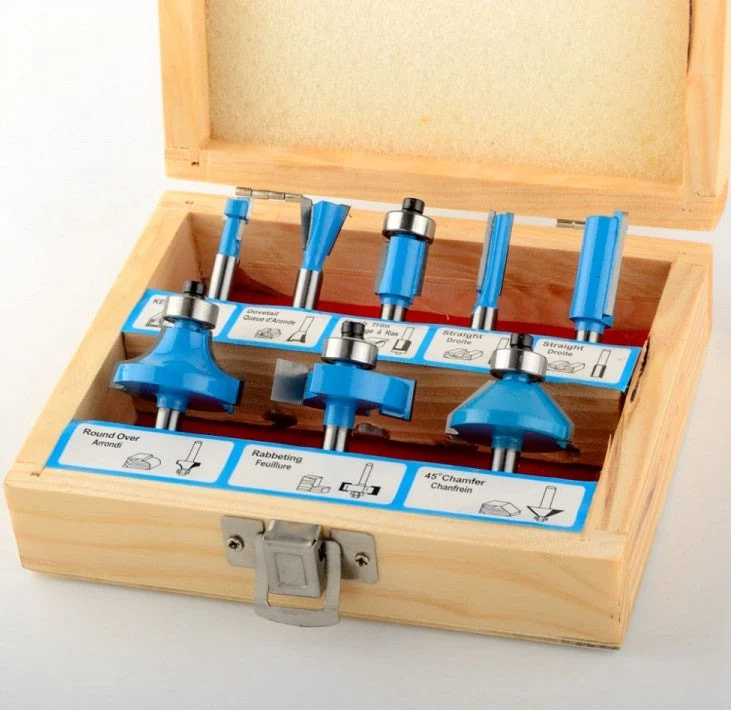 Expertly Made 8 Piece 1 4 Shank Carbide Tip Cutter Tipped Wood Router Bit Set Kit Minimalist