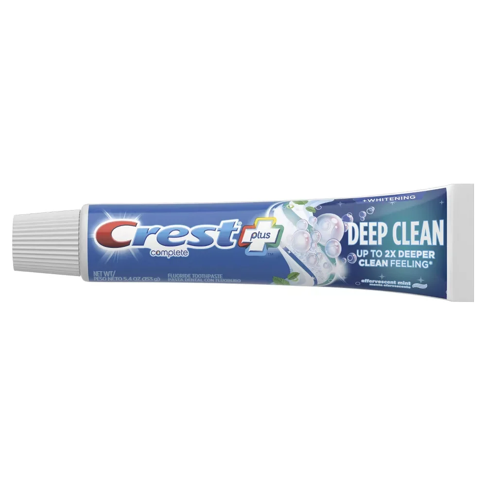Crafted Crest Complete Whitening Fluoride Toothpaste Plus Deep Clean Effervescent Mint 5.4 Oz Secure