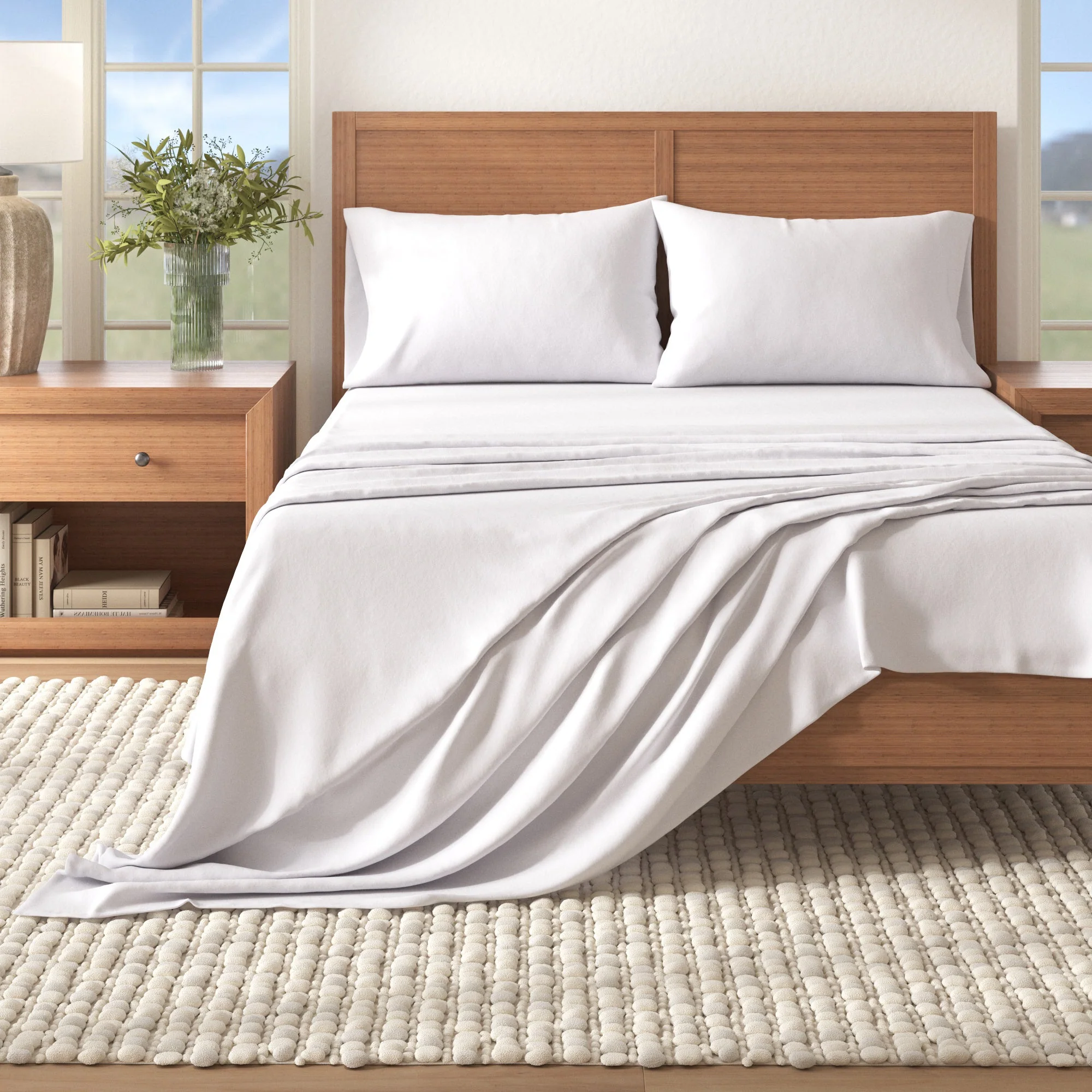 Artisan Cotton Solid Flannel Sheet - Nordic Collection Easy-to-Use