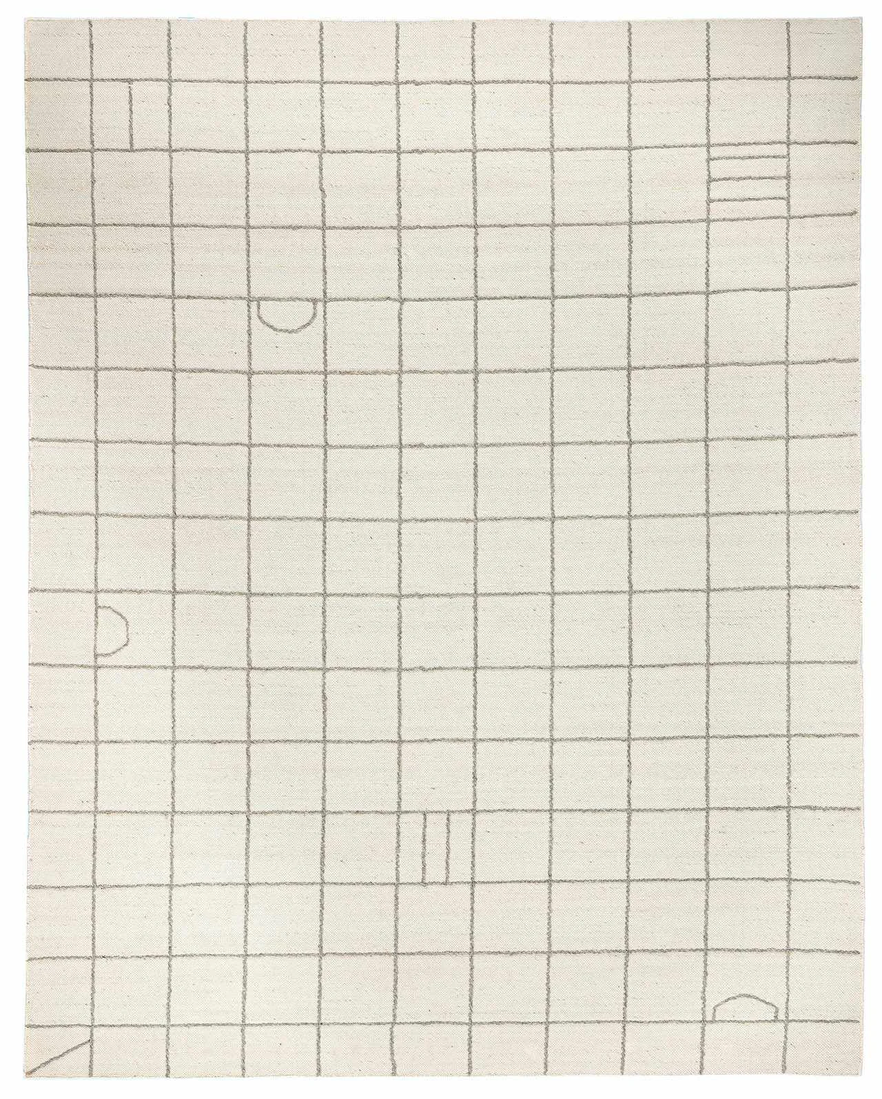 Superior Tieve Black White Grid Wool Rug Recyclable