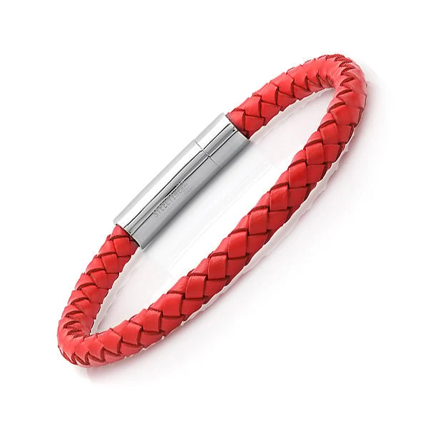 Consistent Braided Red Leather Bracelet Healthy