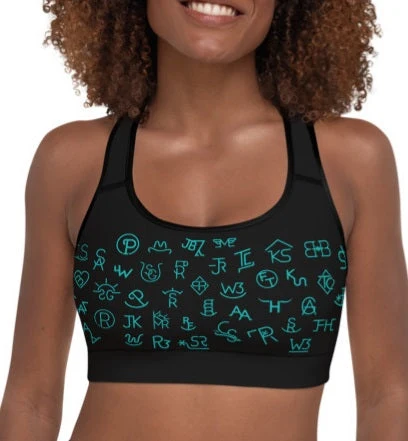 Classic Turquoise Cattle Brands Sports Bra Environmentally Friendly