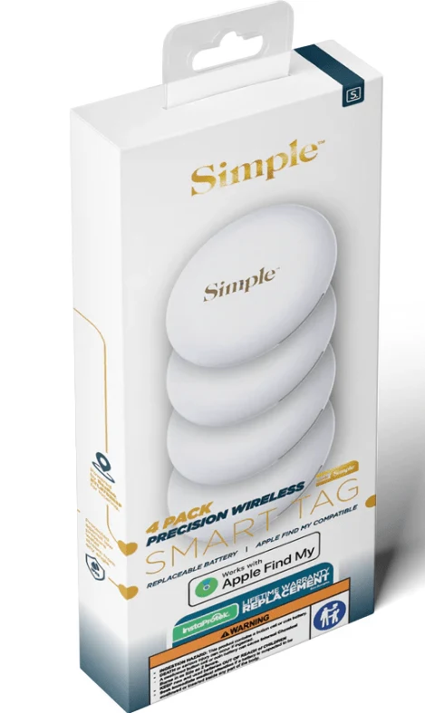 Responsible Simple Smart Tag 4 Pack Tracker - Works with Apple Find My Trendy