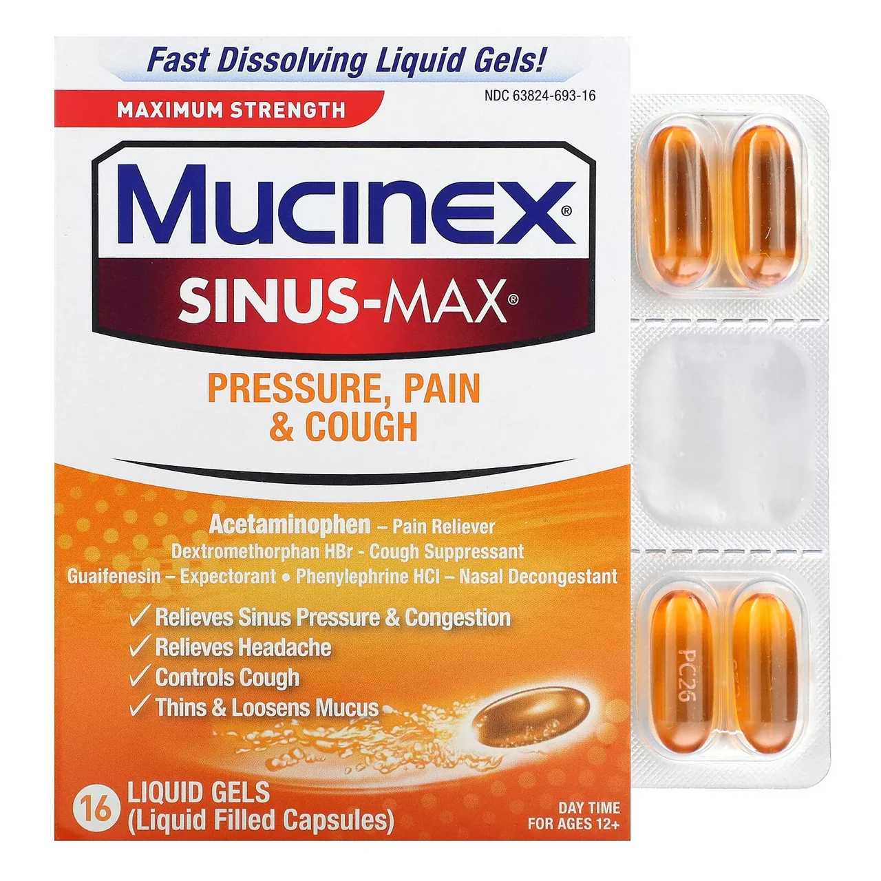 Breathable Mucinex Sinus Max Severe Congestion Relief Liquid Gels 16 Ea Durable