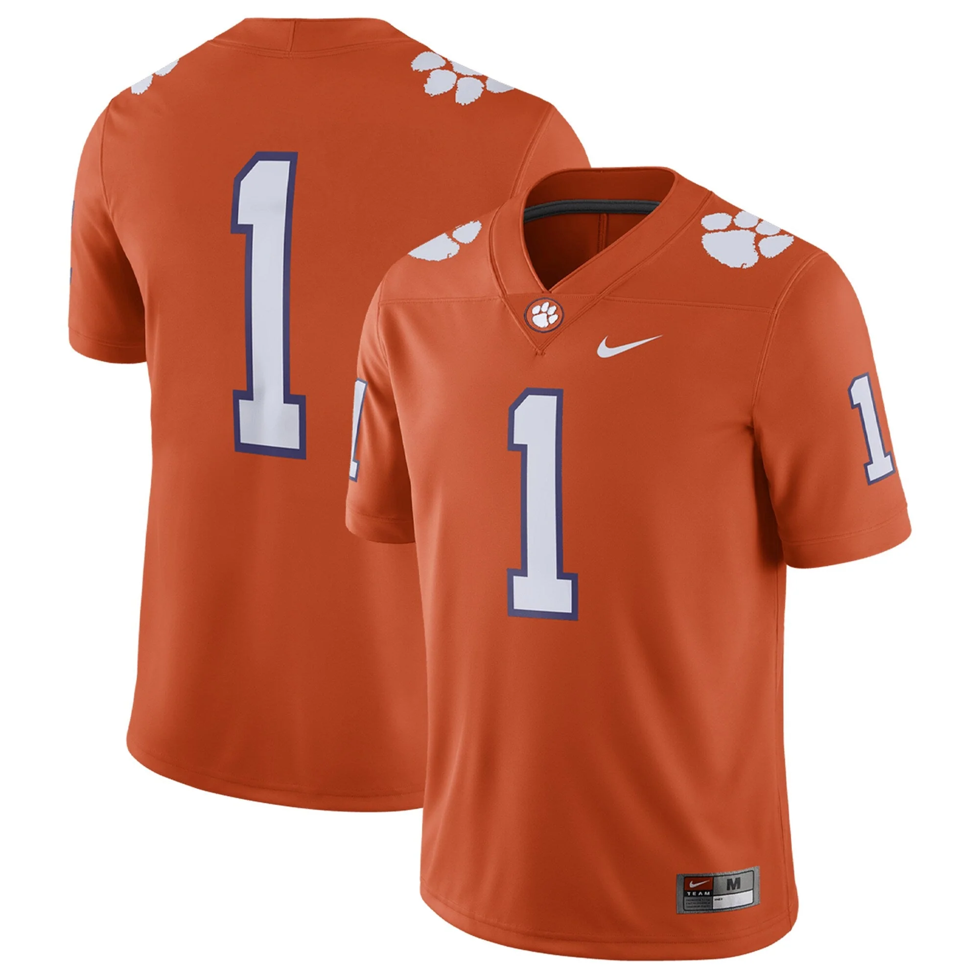 Classic Nike Men's Ncaa Clemson Tigers 1 Home Game Jersey Functional