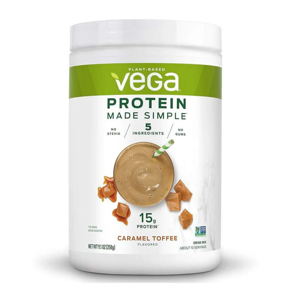 Long-Lasting Vega Protein Made Simple Drink Mix Protein Powder Caramel Toffee 9.1 Oz Superior