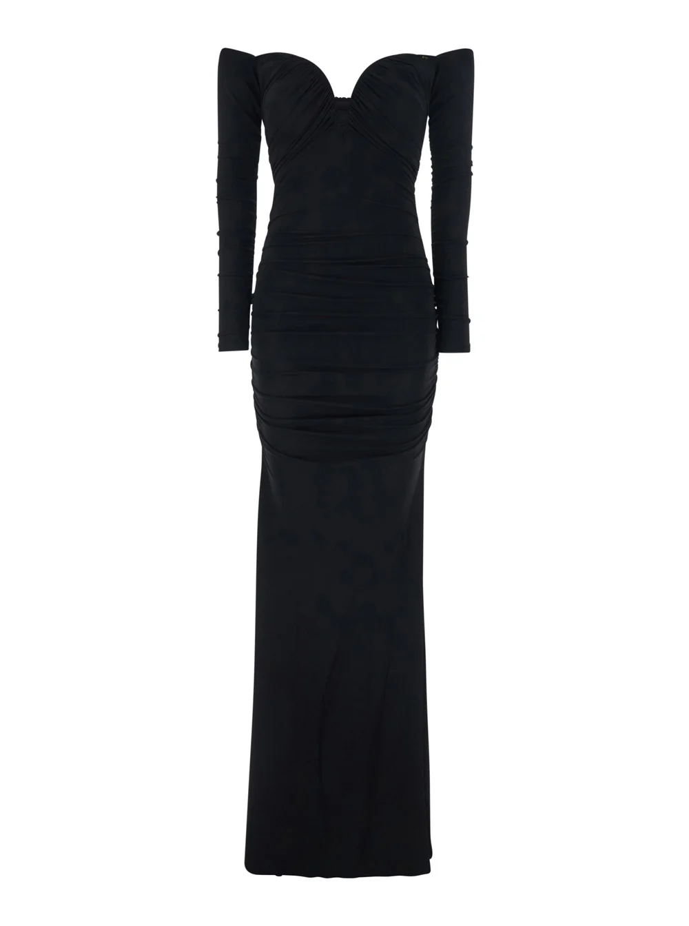 Soft Off-Shoulder Dress With Ruffles — Black Advanced