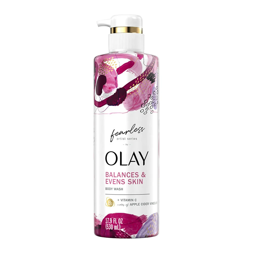 Crafted Olay Fearless Artist Series Skin Balancing Body Wash with Vitamin C and Notes of Apple Cider Vinegar 17.9 Oz Sustainable