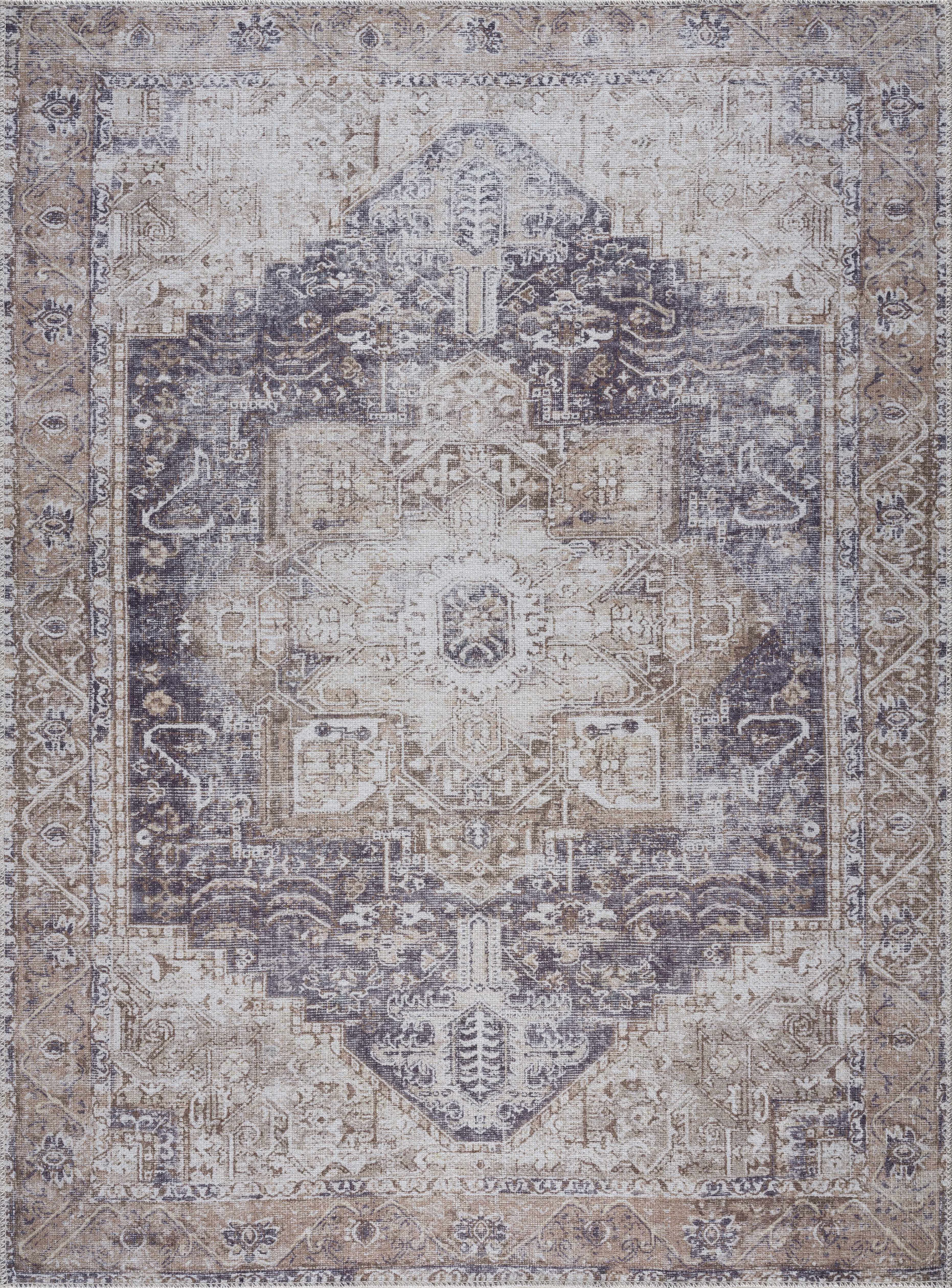 Flexible Beige Rosman Washable Area Rug - Comfortable