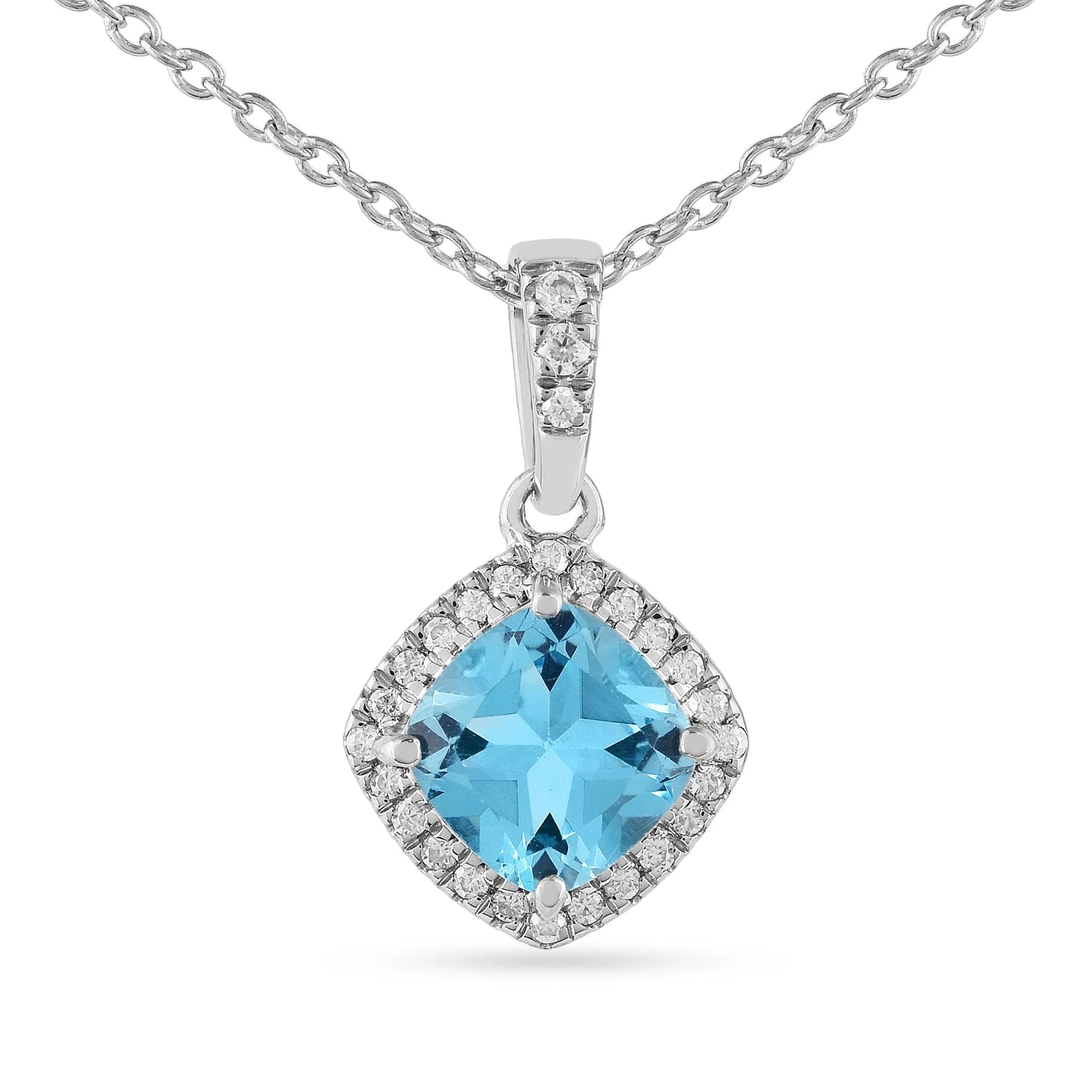 Top-Quality Natural Blue Topaz Cushion Pendant Necklace Carefully Designed