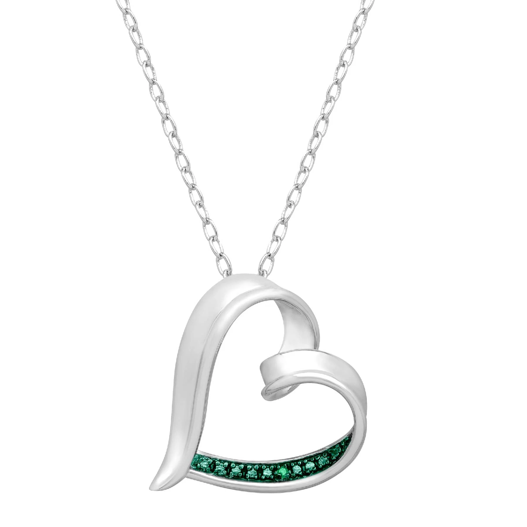 Classic V3 Jewelry Green Diamond Sterling Silver Heart Pendant Responsible