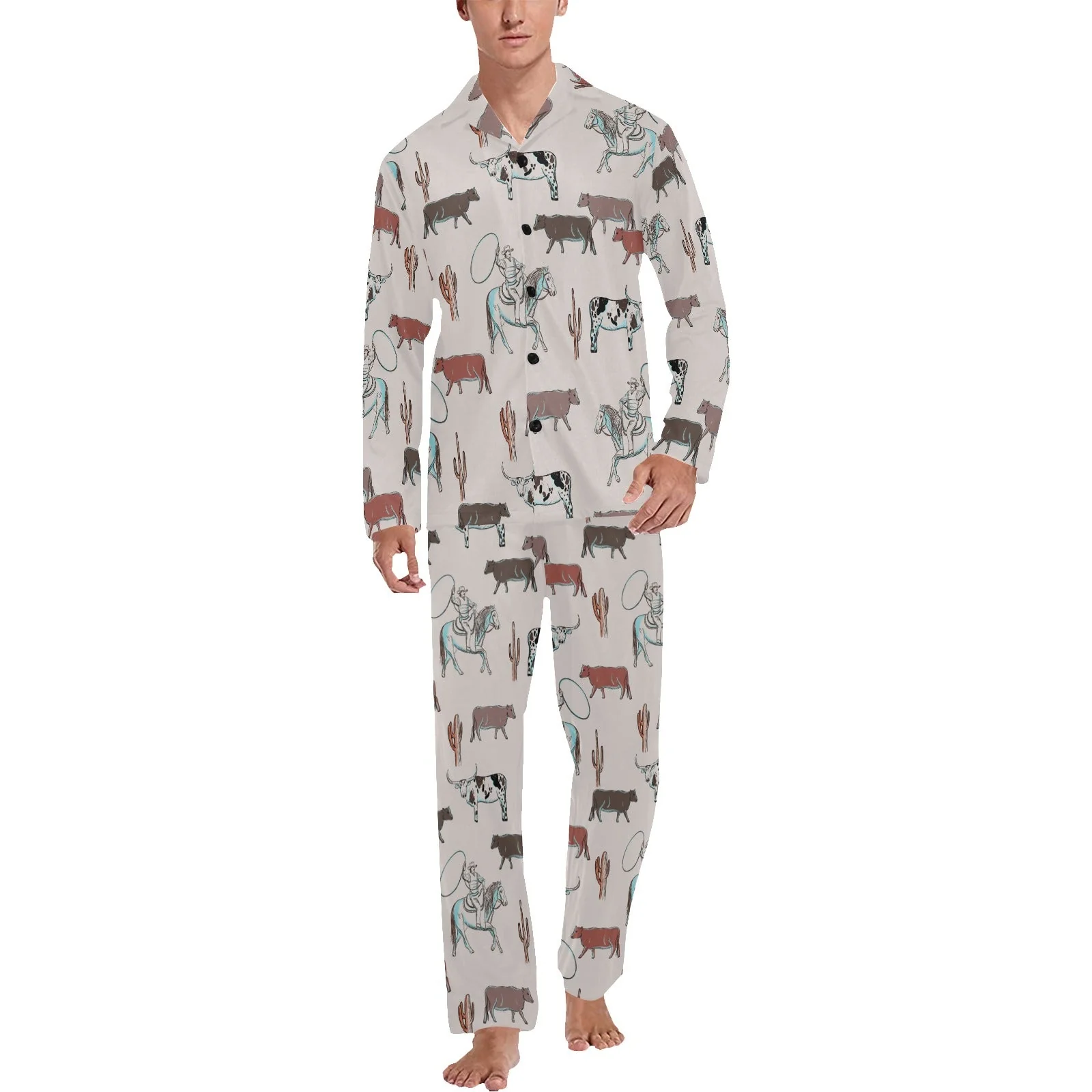 Flexible Cattle Drive Men's Western Pajama Set Secure