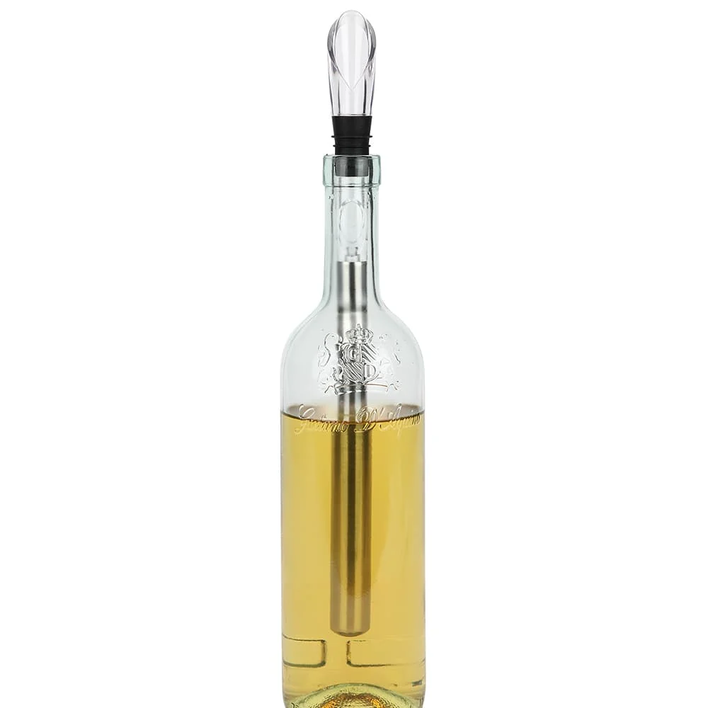 Minimalist VinoNinja 3-in-1 Stainless Steel Wine Bottle Chilling Stick with Aerator and Pourer Carefully Designed