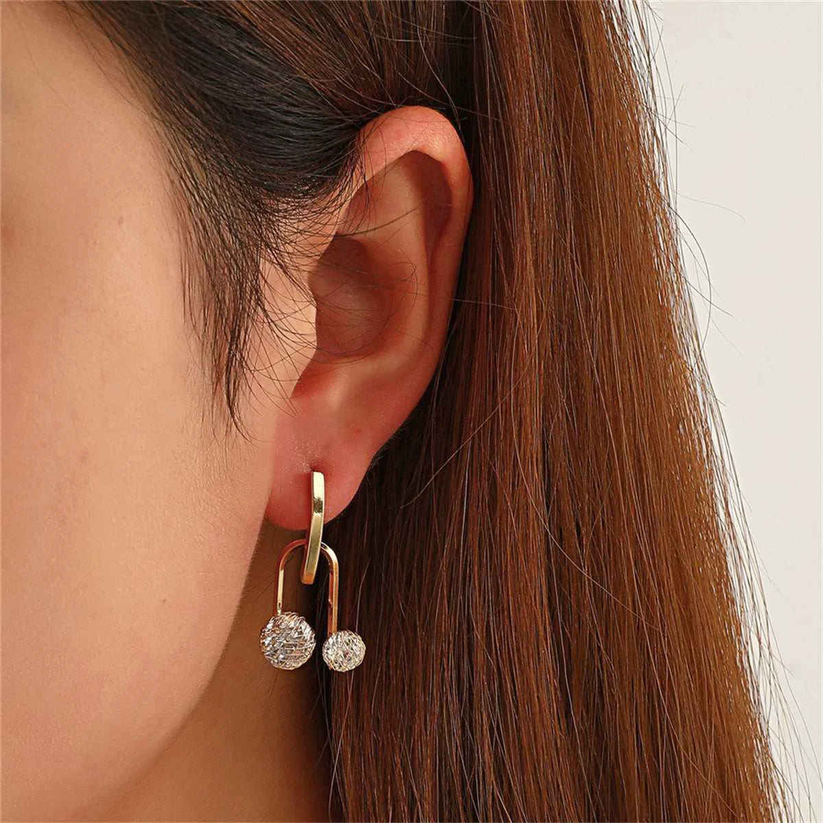 Superior Crystal Goldtone Arc Drop Earrings Breathable
