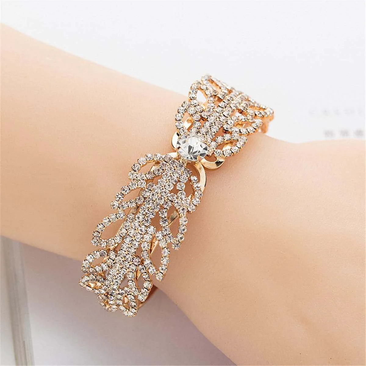 Specialty Cubic Zirconia Goldtone Open Butterfly Bangle Soft