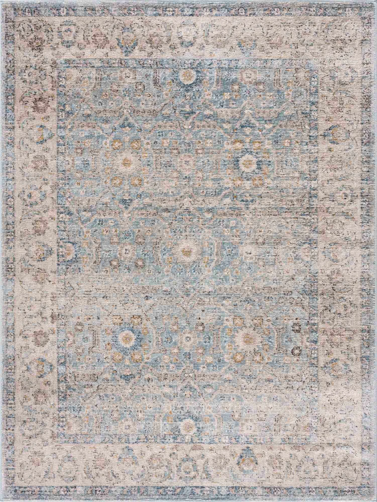 Superior Anana Silver Blue Beige Area Rug - Environmentally Friendly