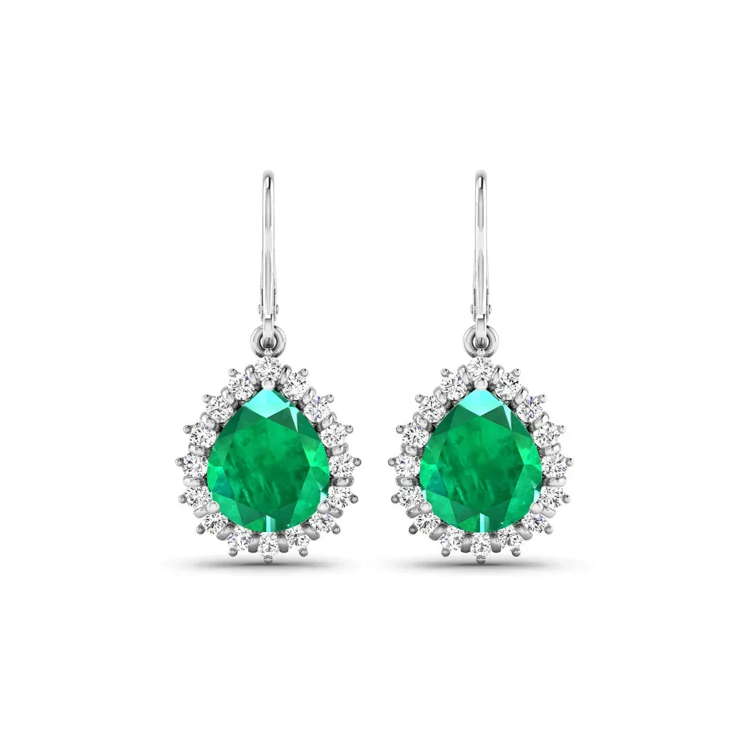 Superior Zambian Emerald Diamond Dangle Earrings Original Design