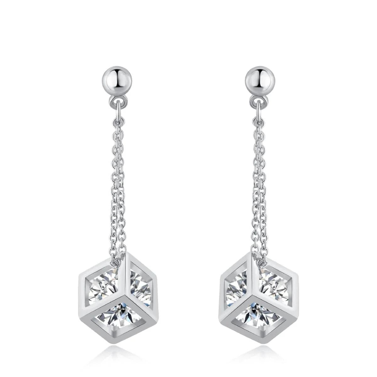 Clean Crystal Silvertone Caged Drop Earrings Exclusive