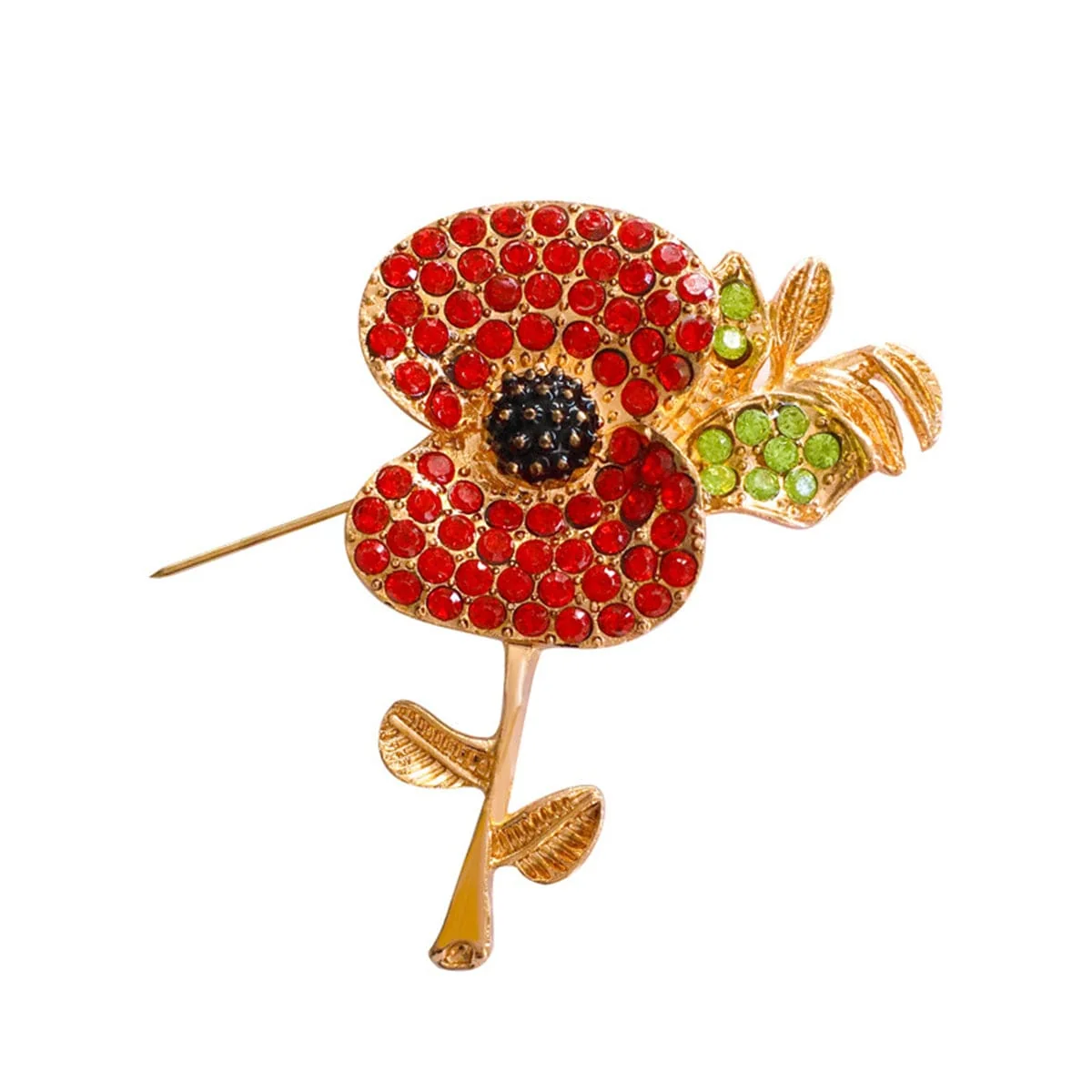 Consistent Red Cubic Zirconia Goldtone Apple Brooch Convenient