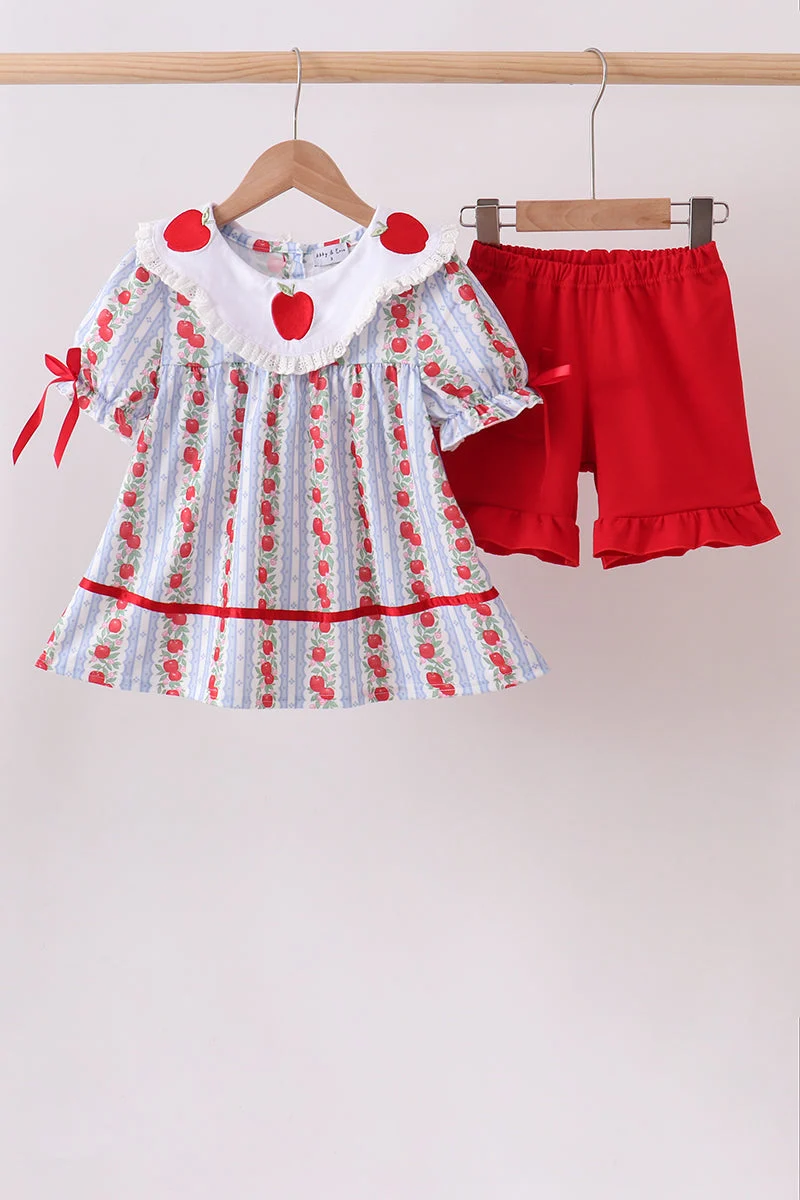 Smooth Red Apple Embroidered Set Pure