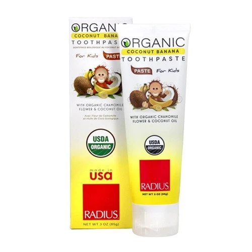 Unique Radius Organic Childrens Coconut Oil Toothpaste With Coconut Banana For Ages 6 Months Plus 3 Oz Durable