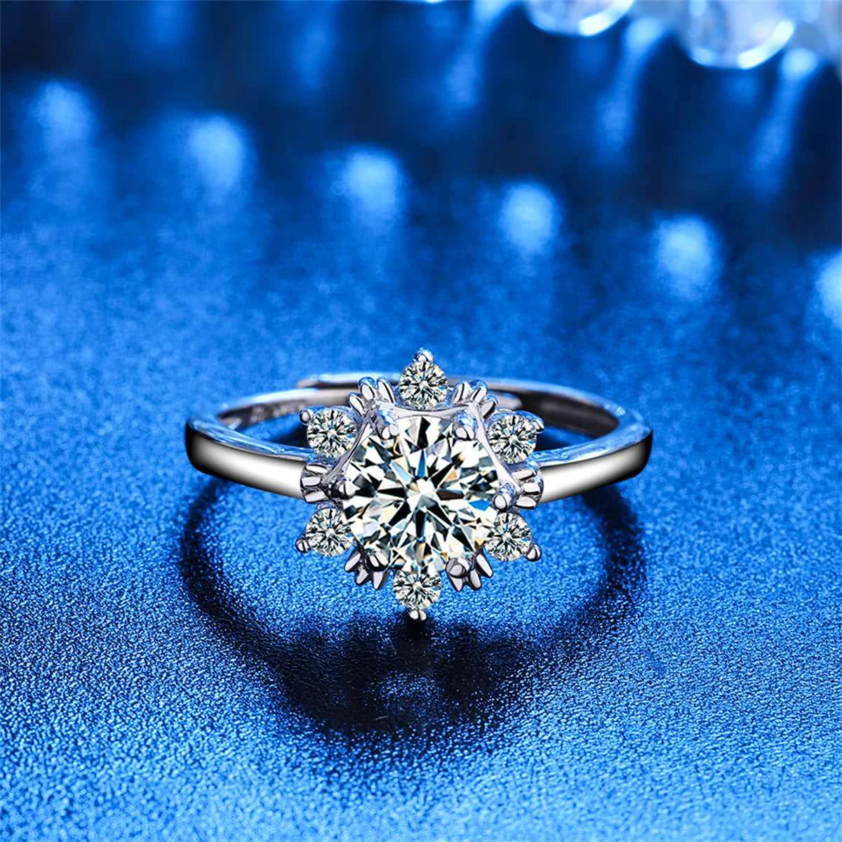 Functional Cubic Zirconia Crystal Snowflake Adjustable Ring Carefully Designed