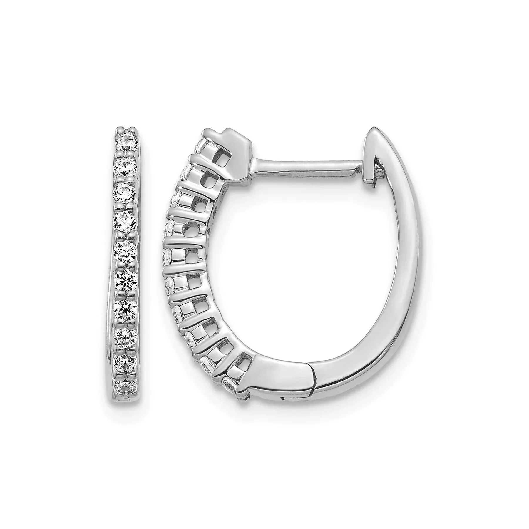 Trendy 14k Gold Lab Grown Diamond Hinged Hoop Earrings Reusable