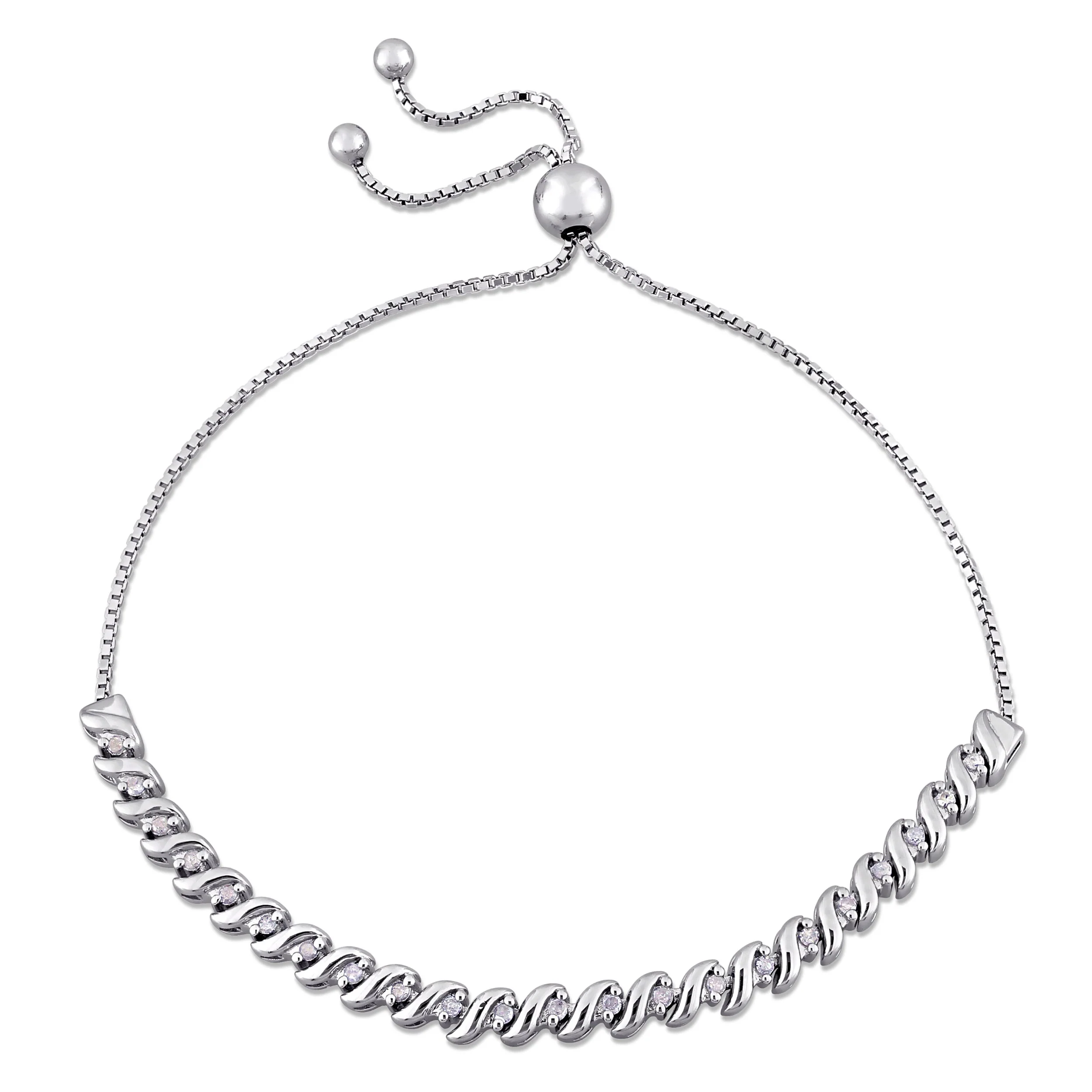 Soft Sofia B. 1 4ct TW Diamond Bolo Bracelet Sterling Silver Artisan