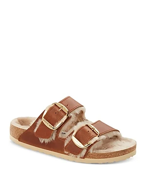 Elite Birkenstock Unisex Arizona Big Buckle Shearling Oiled Leather Cognac Organic