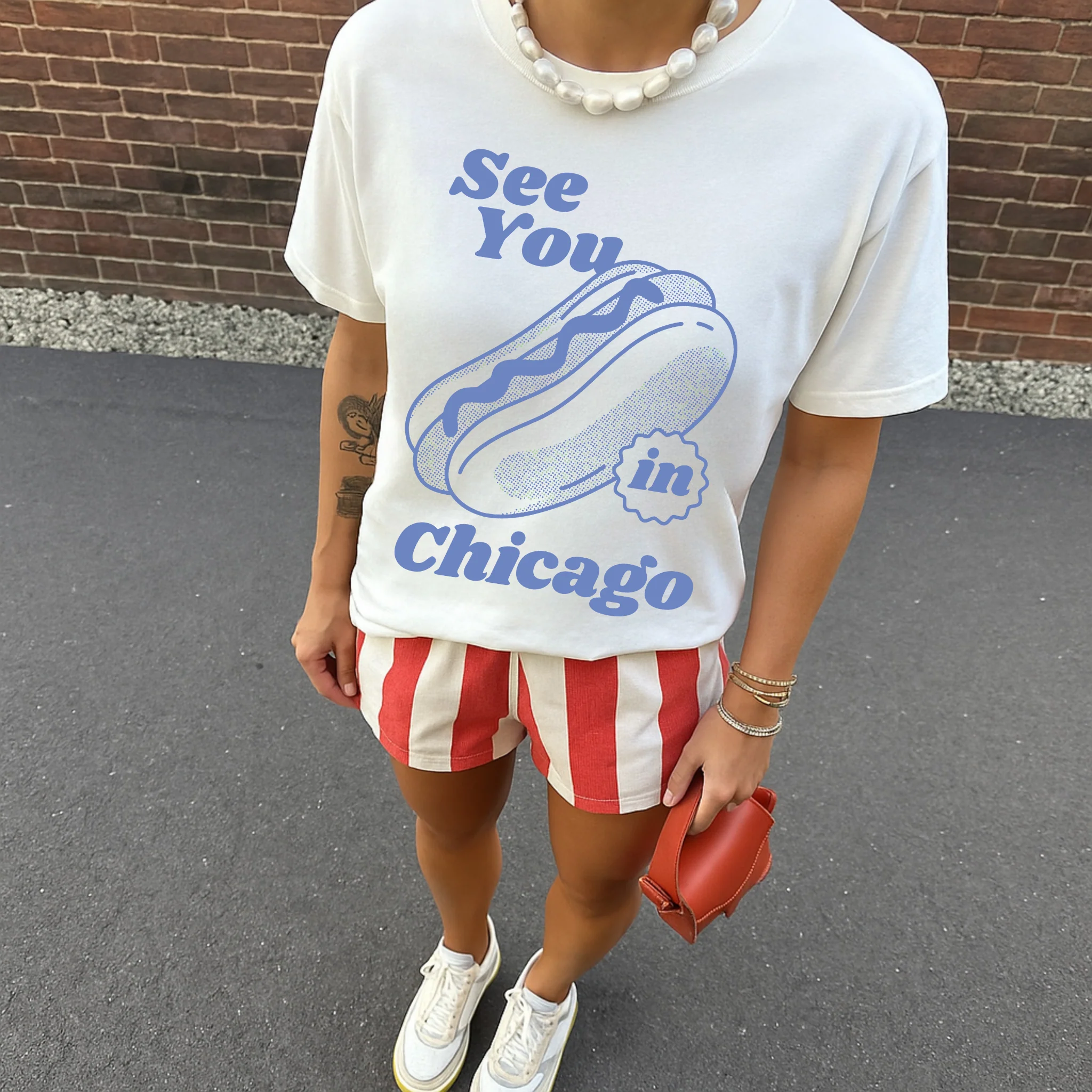 Green See You in Chicago Hot Dog Graphic Tee – Chicago Summer Shirt Midwest City Pride T-Shirt Environmentally Friendly