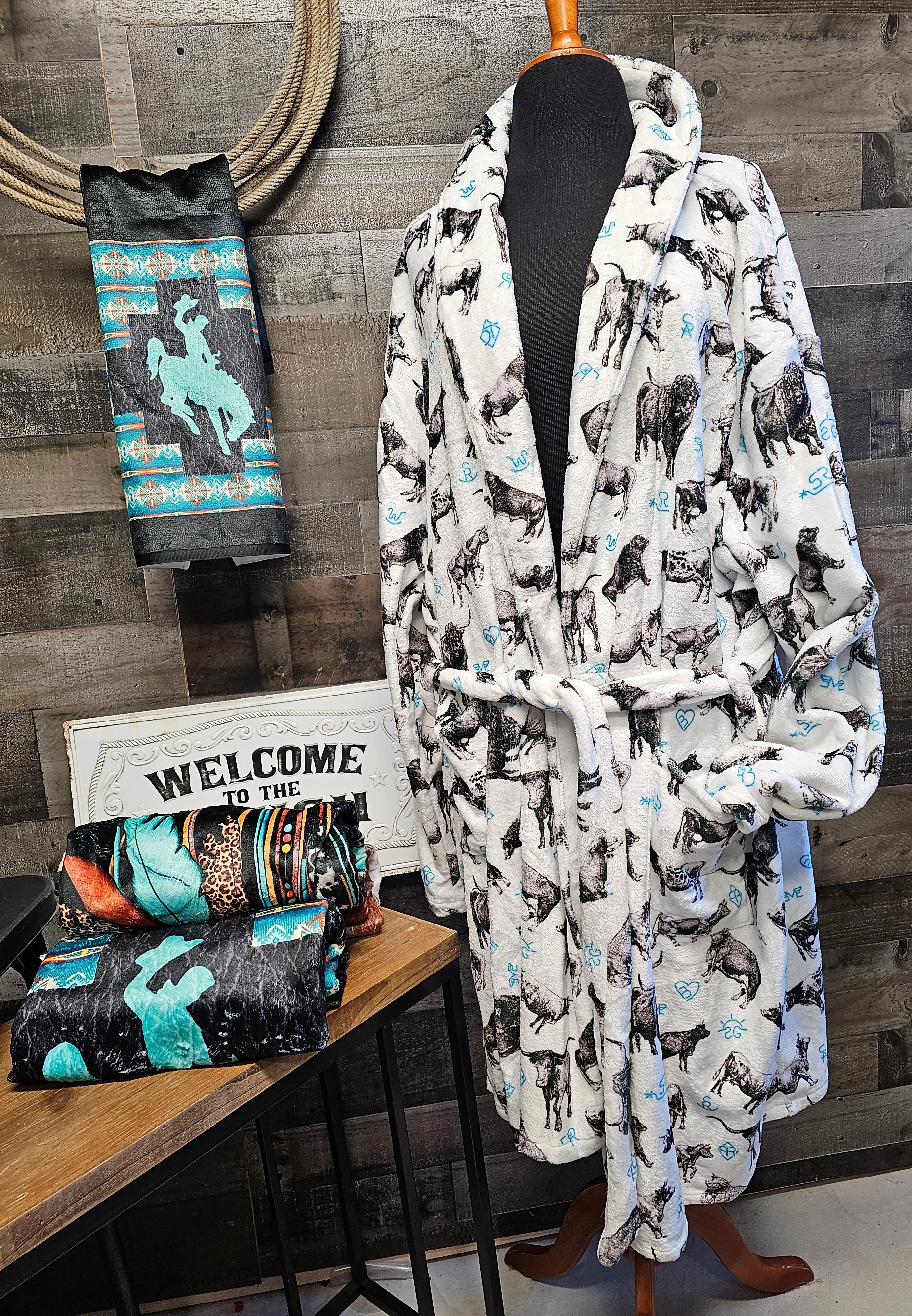 Original Design Cattle and Brands Women's Western Bath Robe Authentic