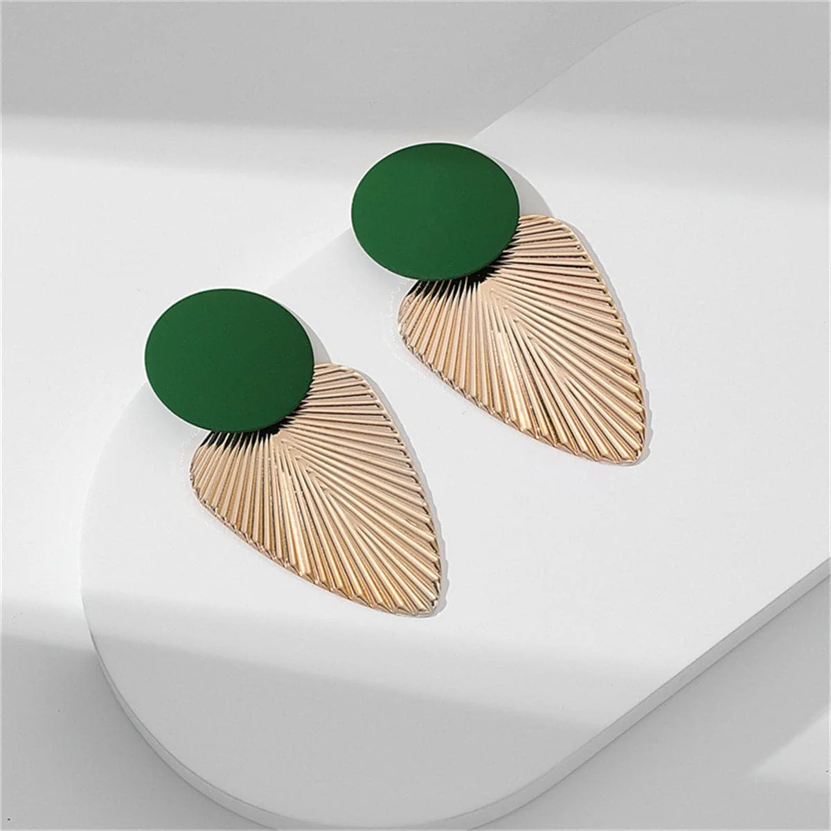 Certified Enamel Goldtone Leaf Drop Earrings Organic