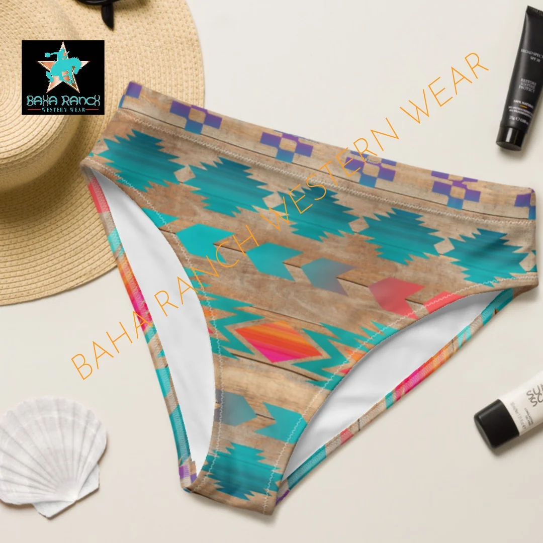 Natural Yeehaw Southwest Aztec Bikini Bottom Reusable