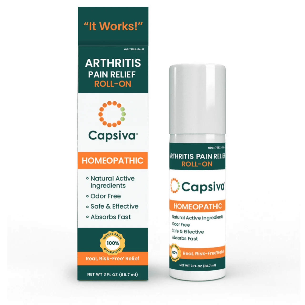 Fast Capsiva Roll on Arthritis Pain Relieving Gel Homeopathic over the Counter 3 Oz Smart
