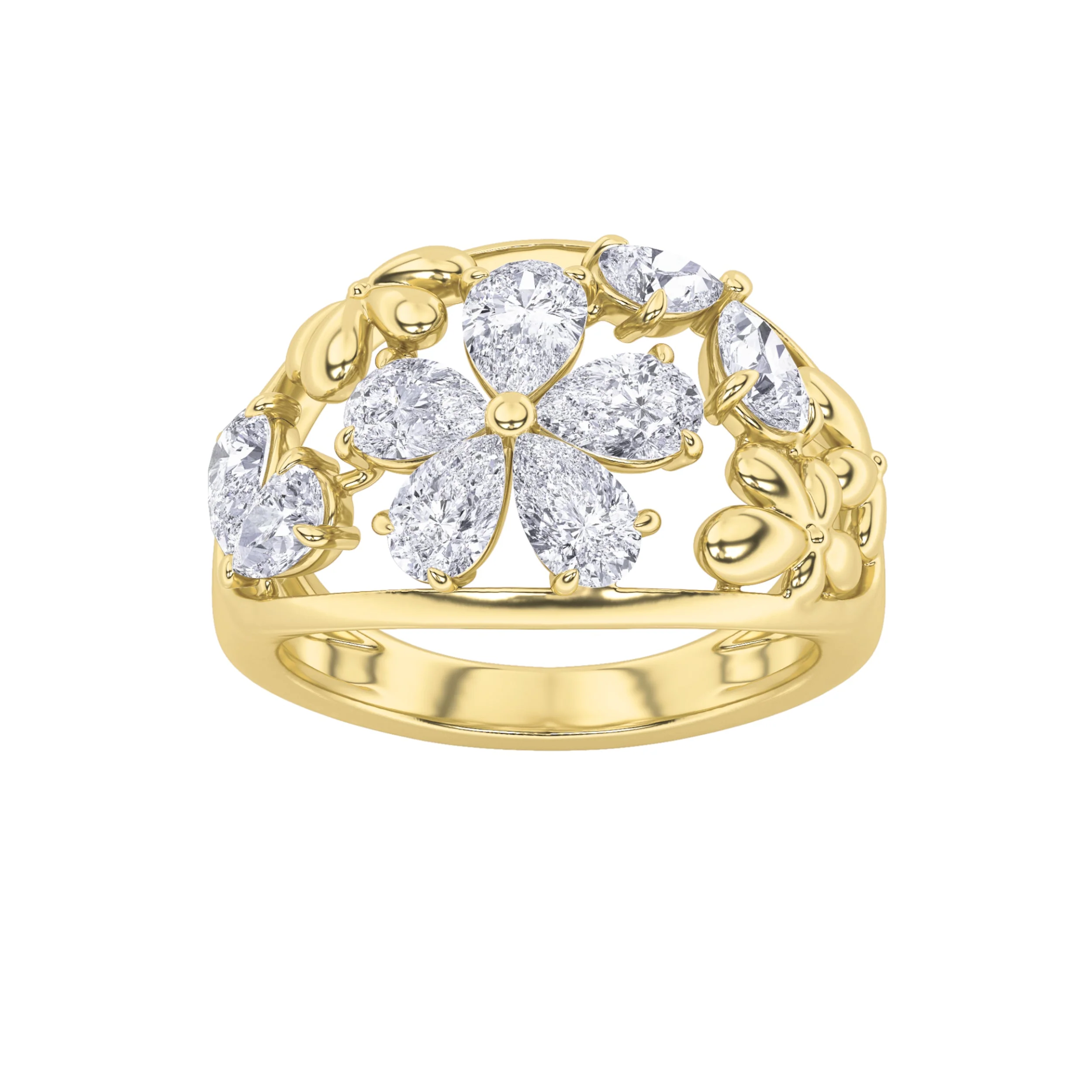 Carefully Designed 2.5Cttw Pear Shaped Lab Grown Diamond G Fashion Ring in 14K Gold Next-Generation
