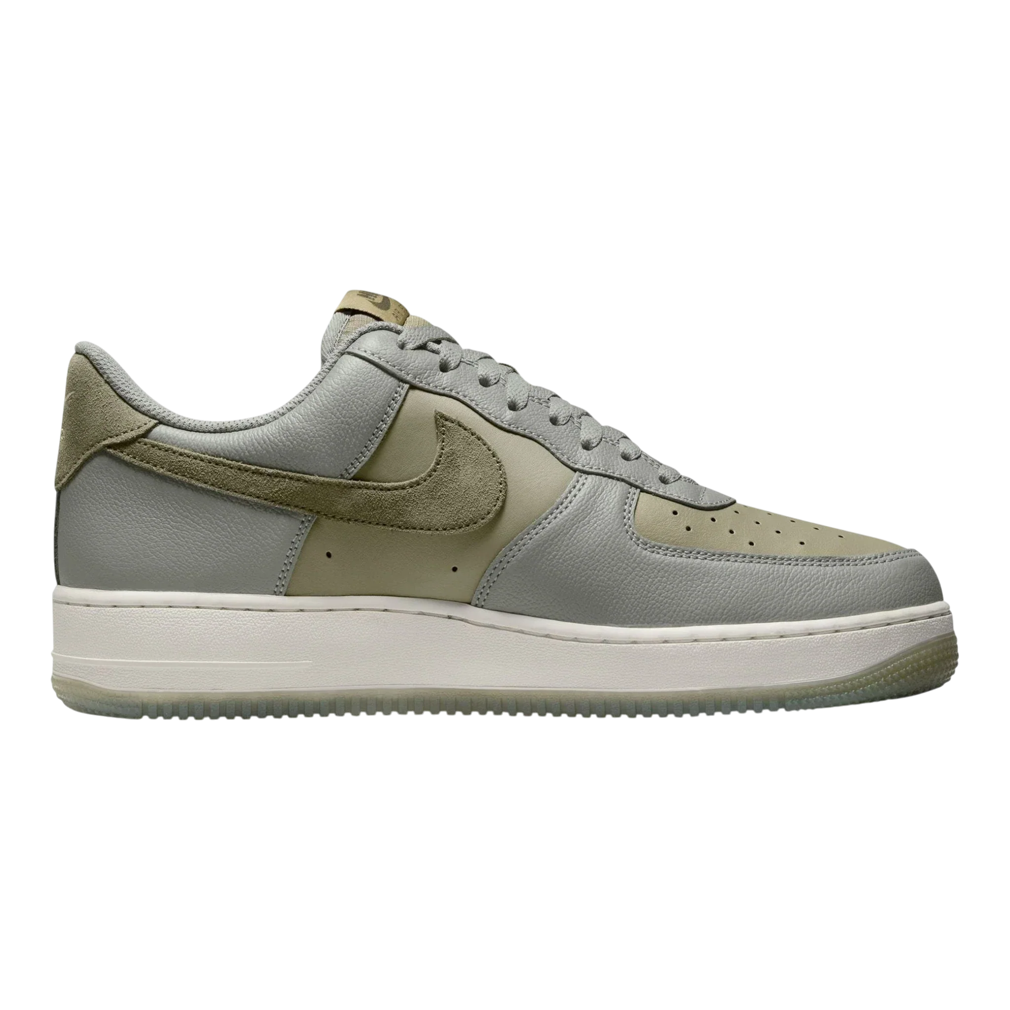 Outstanding Nike Air Force 1 '07 LV8 Men's Sneakers — Dark Stucco Olive Leather Low-Top Smooth