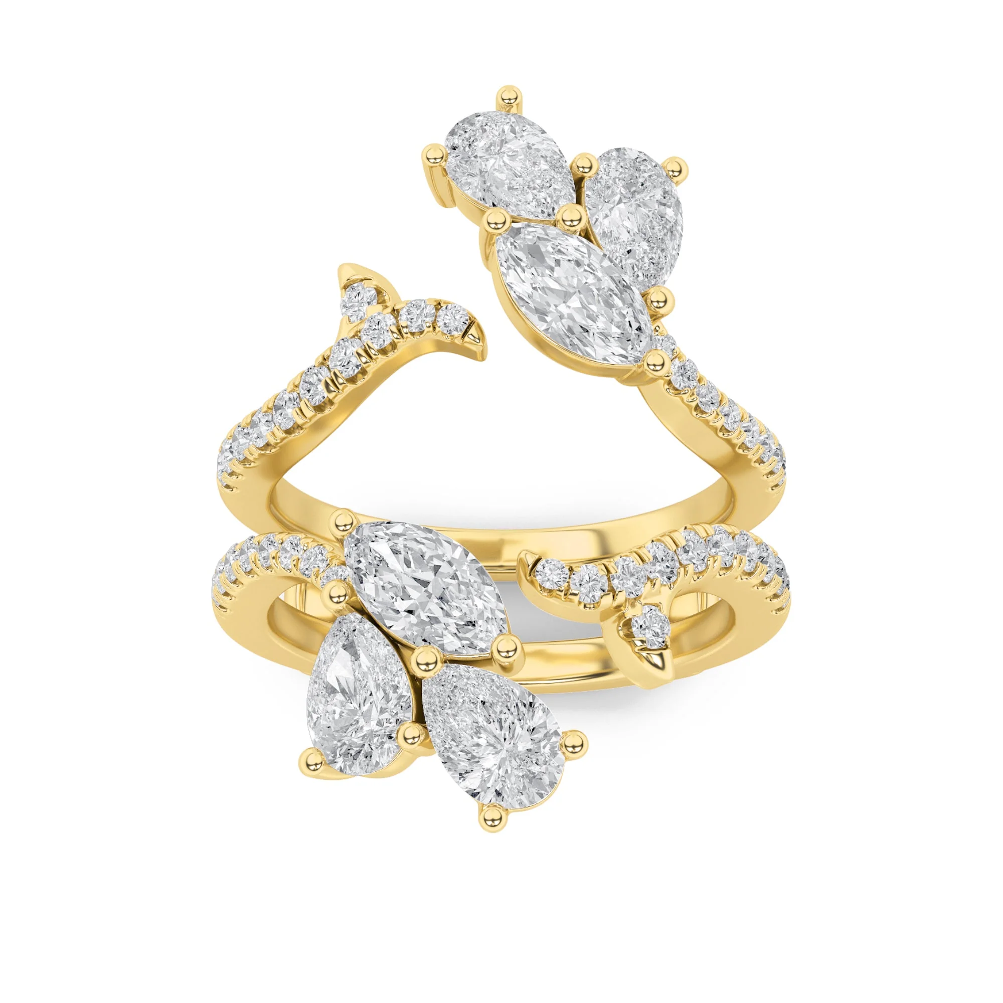 Minimalist 2Cttw Marquise Shaped Lab Grown Diamond F Insert Jacket Ring in 14K Gold Environmentally Friendly