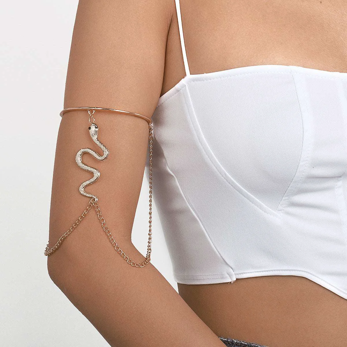 Professional Goldtone Textured Snake Chain Arm Cuff Quality