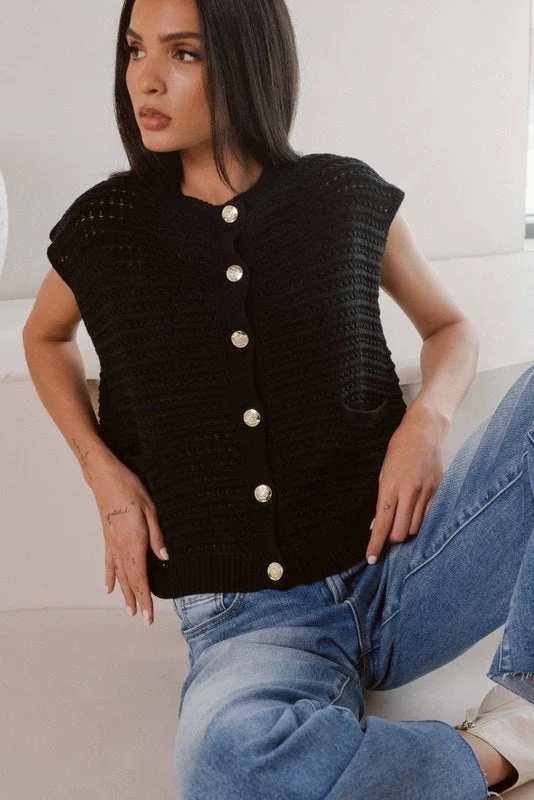 Clean Ayla Sweater Vest Black Reliable