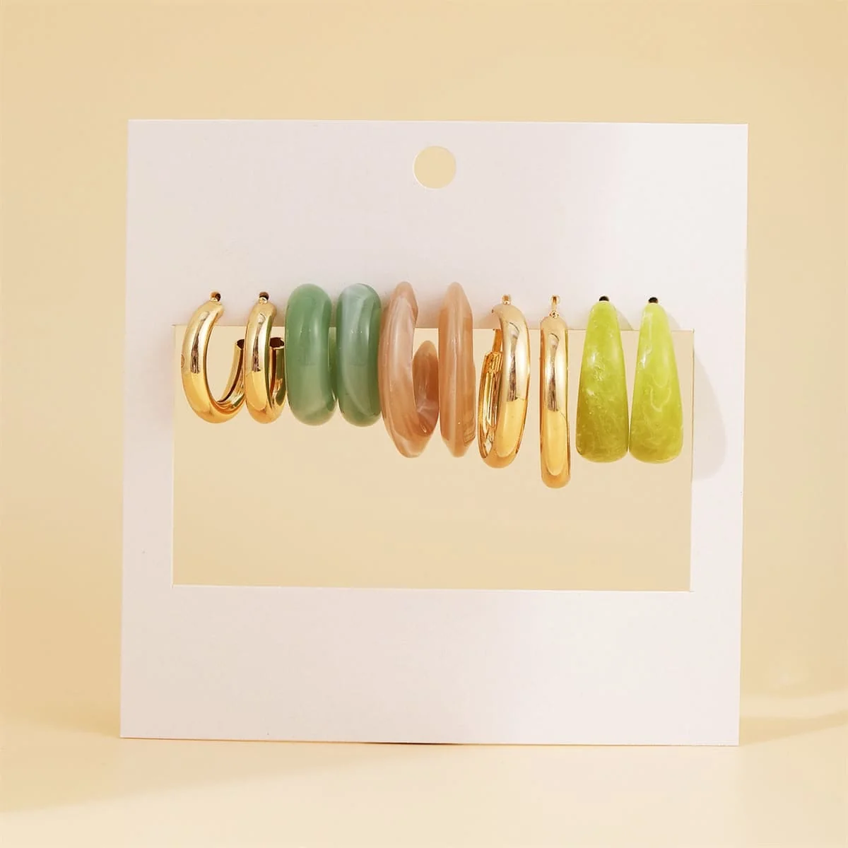 Sophisticated Colored Resin Goldtone Hoop Earring Set Specialty