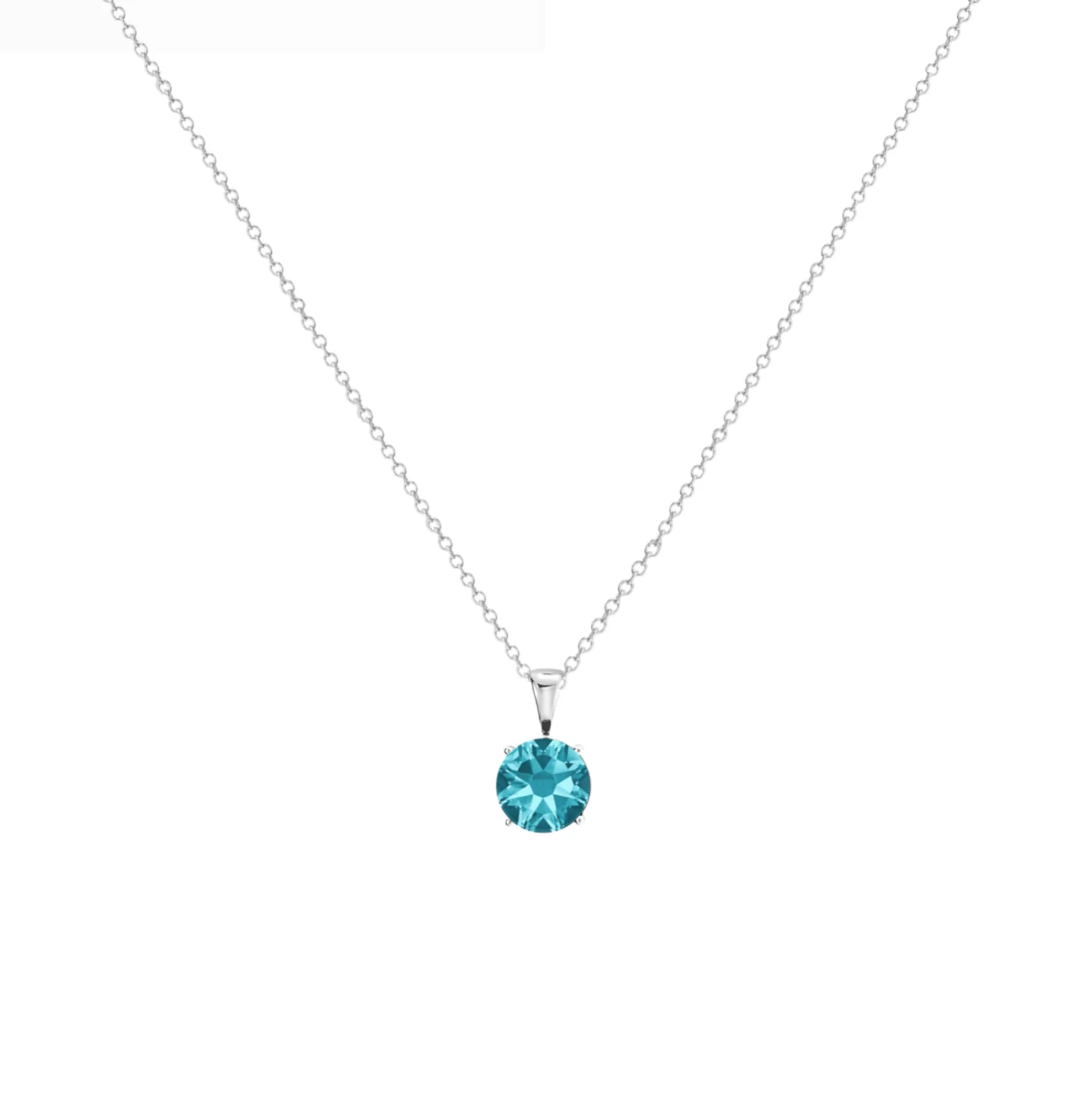 Top-Quality Timeless Silvertone Cubic Zirconia Stainless Steel Birthstone Solitaire Pendant Necklace – March Aquamarine Professional