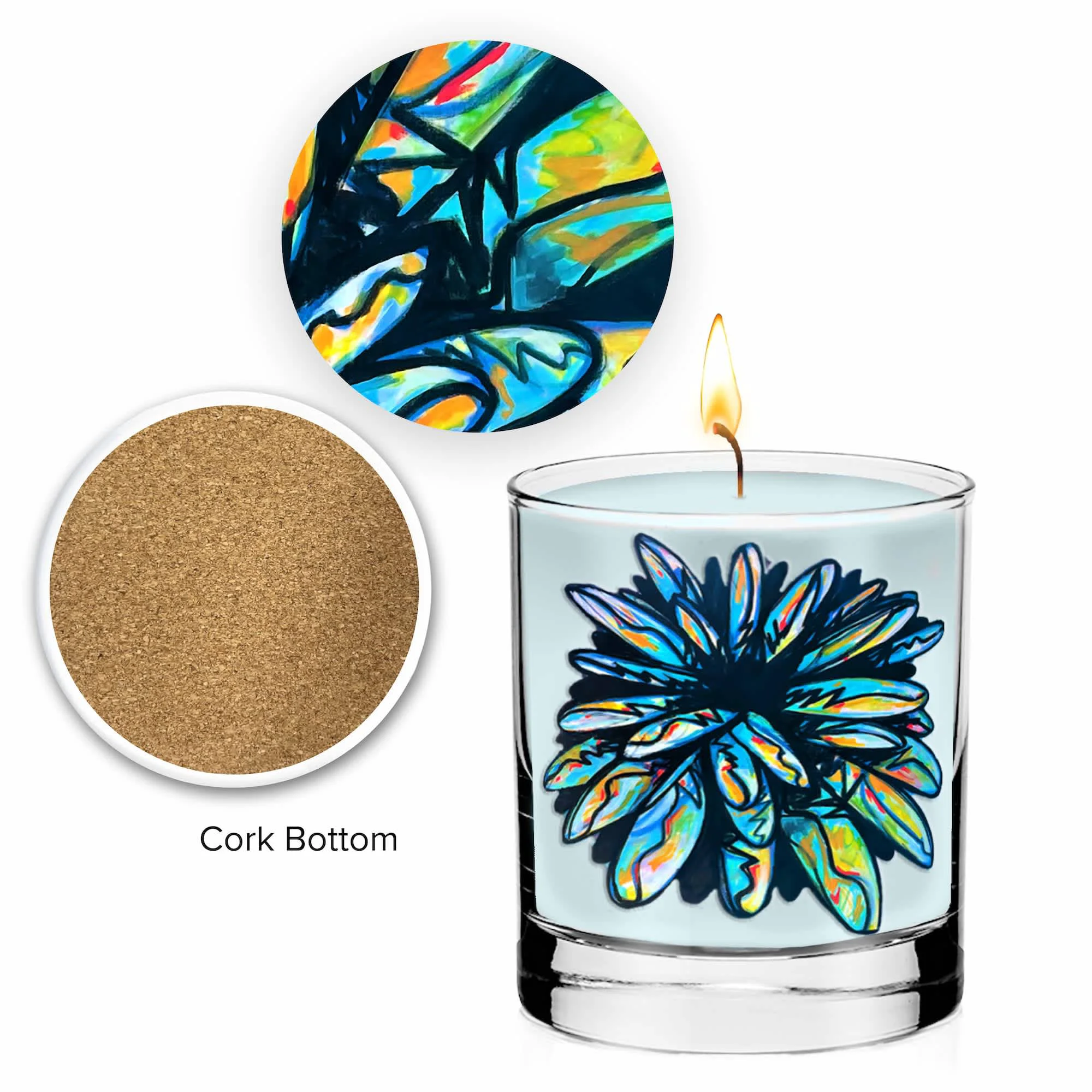 Relaxed Electric Bloom - 11 oz Black Currant Candle Coaster Set Elegant