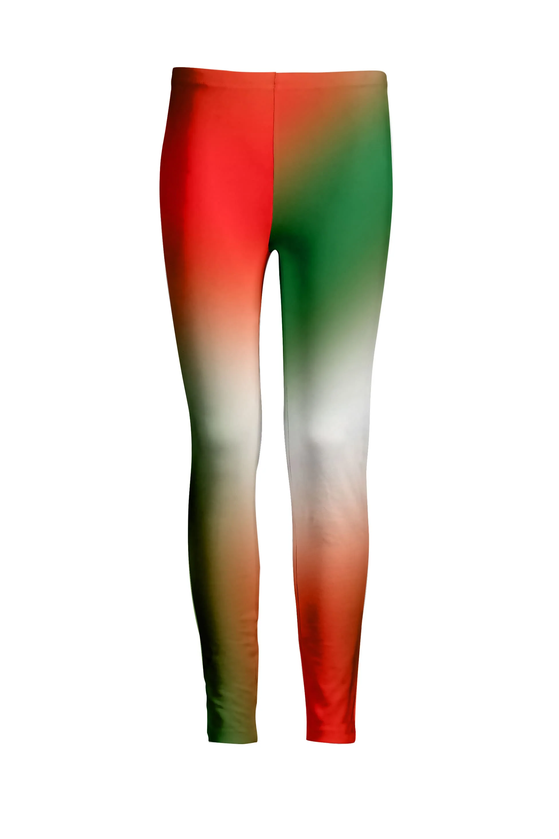 Prestigious Lily by Firmiana Women's Medium Rise Printed Legging Red Green Ombre Holiday Print Sustainable