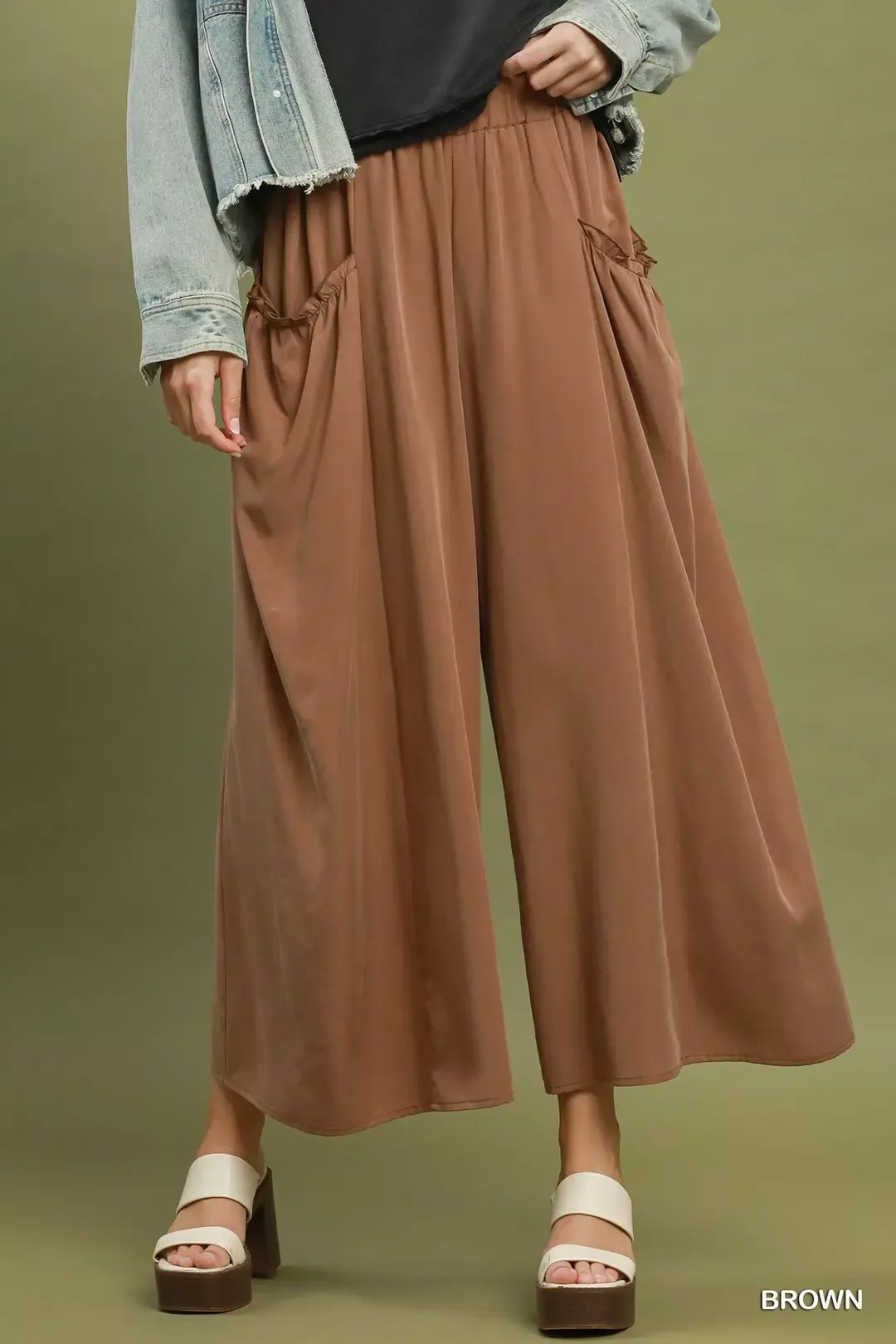 Recyclable DBLCLK Women's Flowy Wide Leg Pocket Pants Versatile
